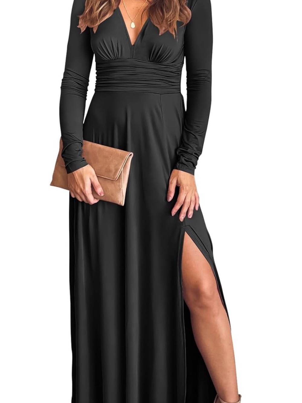 ANRABESS Women Summer Deep V Neck Short Sleeve Dresses Size L